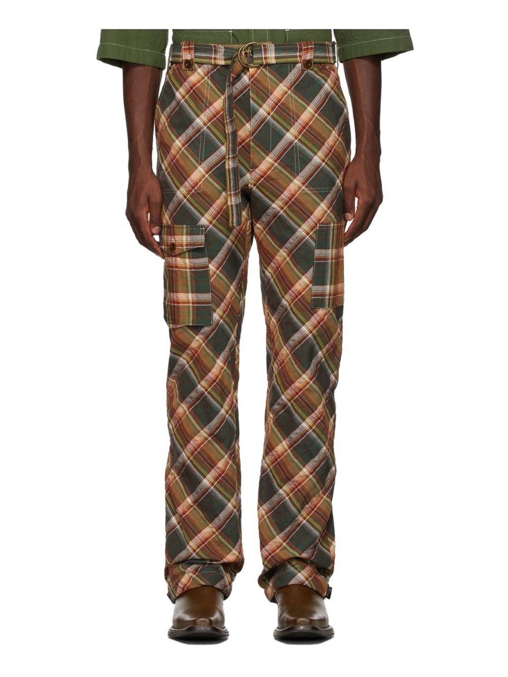 Acne Plaid Cargo Pants in Green and Brown